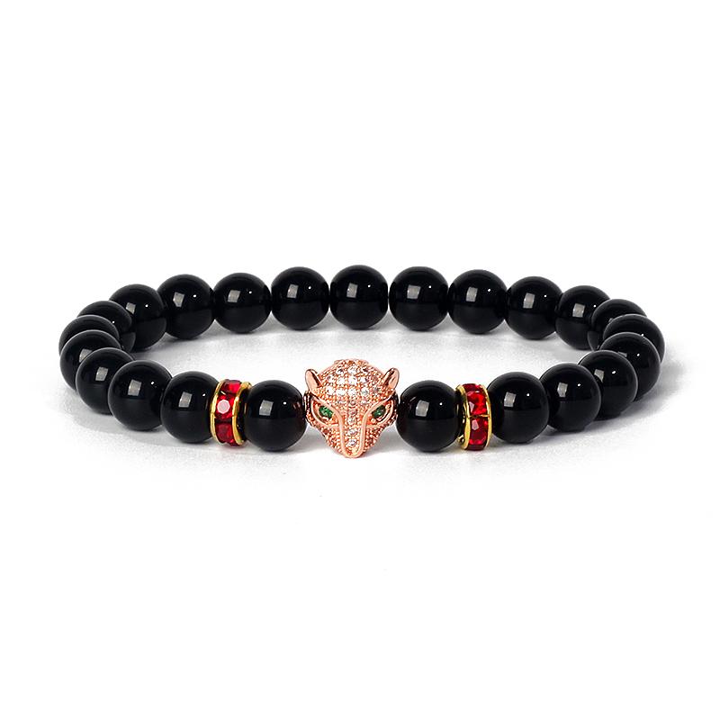 Fashion Crown Skull Punk Bracelets Men Wolf Head Zircon Tiger Eye Bracelets for Women Energy Nature Stone Soul Jewelry Pulsera