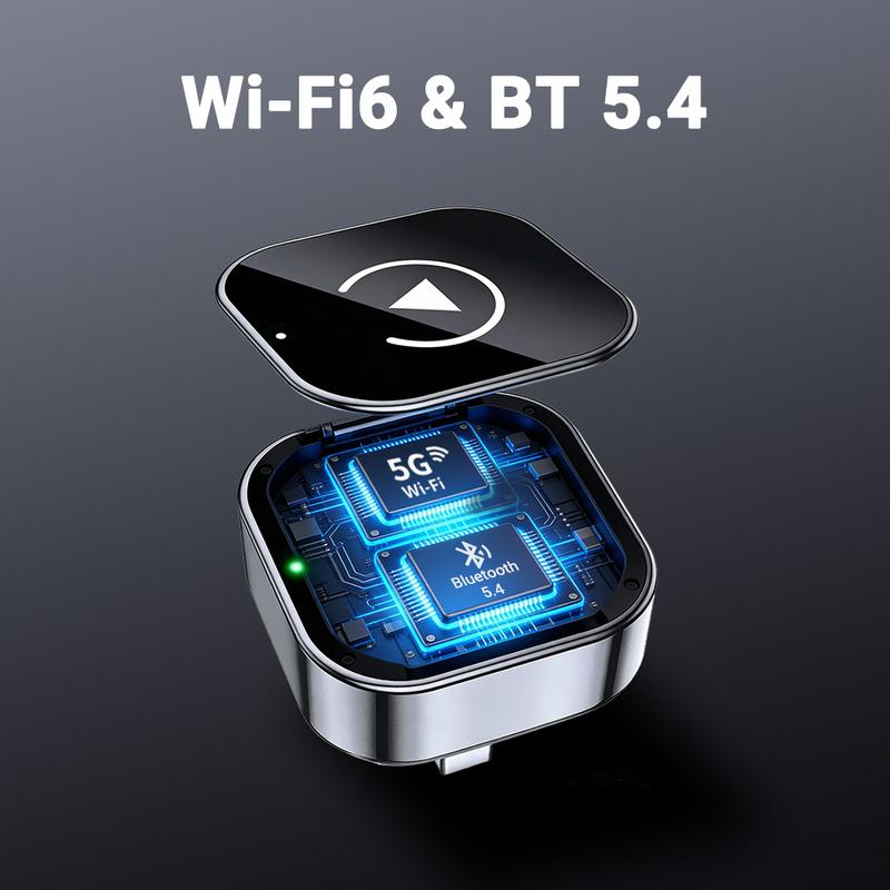 NEW 2in1 Mini Wireless CarPlay and Android Auto Adapter 5GHz WiFi, Type-C/USB Plug and Play Smart Box for Car Accessories Dongle