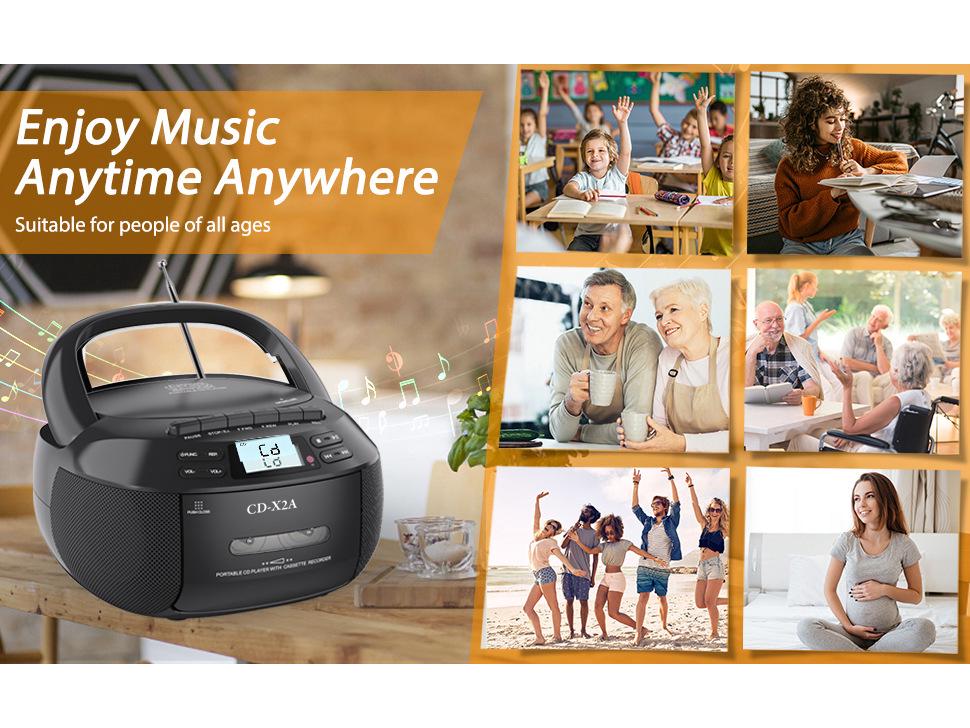 Grenzüberschreitende Bluetooth Boombox: CD/USB/Radio/MP3-Player