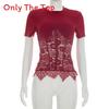 T-shirt da Donna Primavera Estate Pannello in Pizzo Manica Corta Top Casual Per Appassionati di Moda