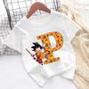 Dragon Ball Goku T-shirt Children A-Z Letter Tee Top Cartoon Summer Fashion White Short Sleeve Clothing Kids Casual Clothes Gift