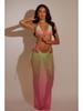 2024 Trendy Gradient Backless Three-Piece Women's Bikini Set with Tie-Up Triangle Panty