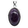Amethyst Natural Gemstone Antique Silver Plated Pendant 2" J 755