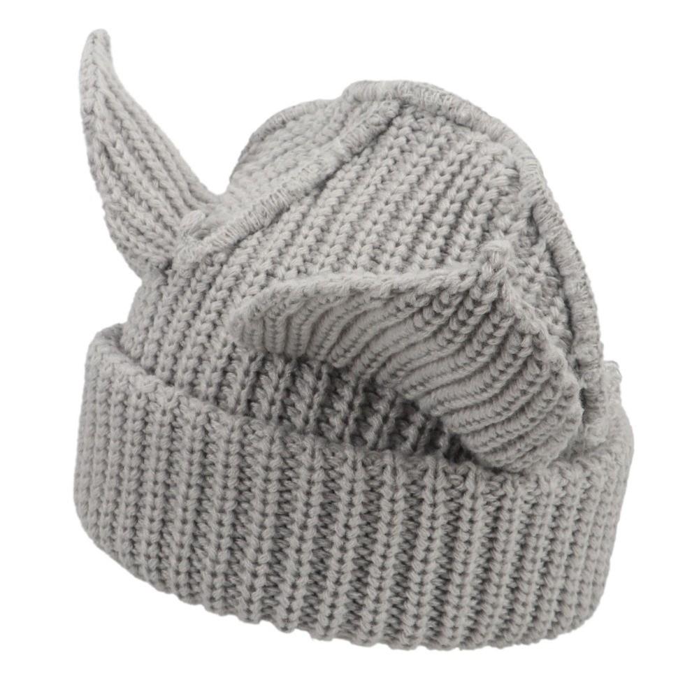 Stretchable Knit Cat Ear Beanie Yarn Striped Beanie Gifts Knitted Beanie Hat  Women and Men