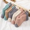 5Pairs Winter Floor Plush Socks Thickened Warm Boat Socks Women Kawaii Coral Fleece Socks  Autumn