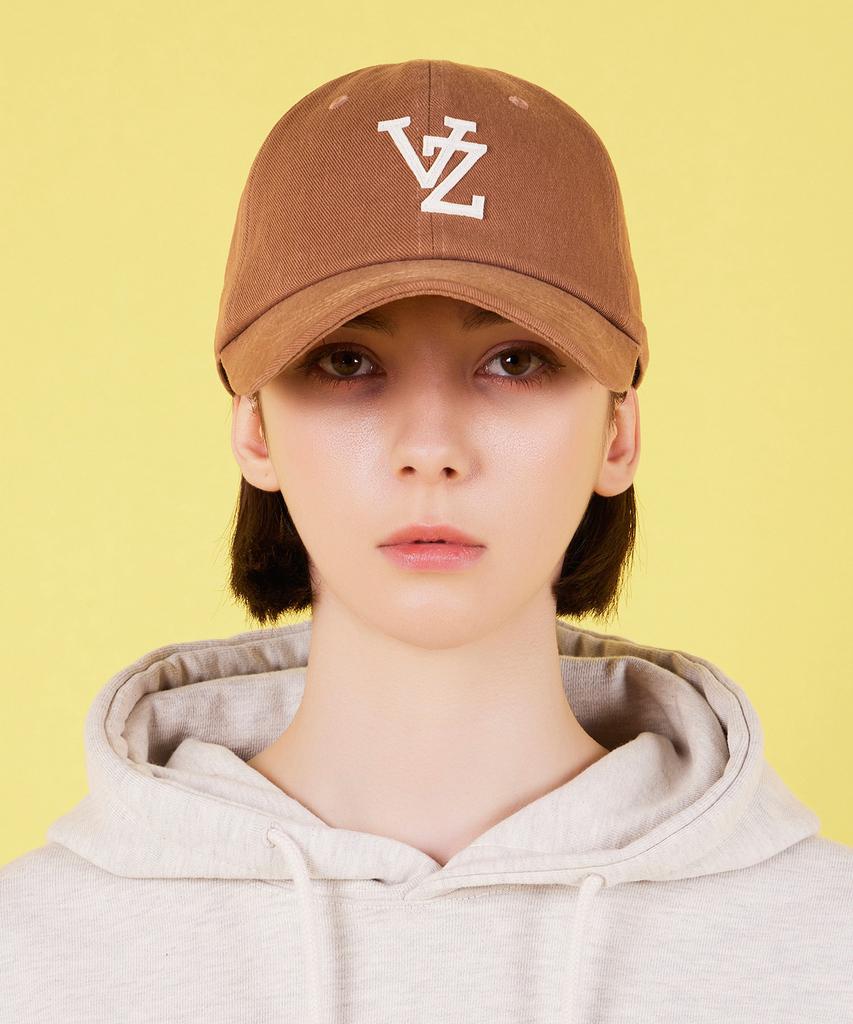 Bajal Monogram Applique Oversized Washed Ball Cap Brick