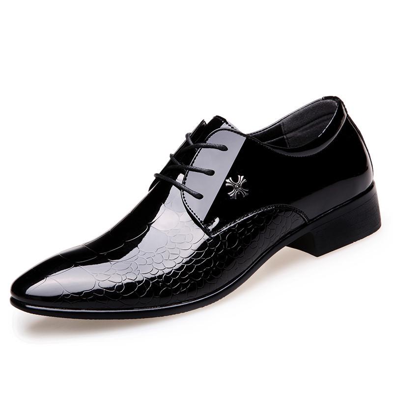 Men's Italian Style PU Leather Shoes Pointed Toe Dress Shoes Classic Derbies