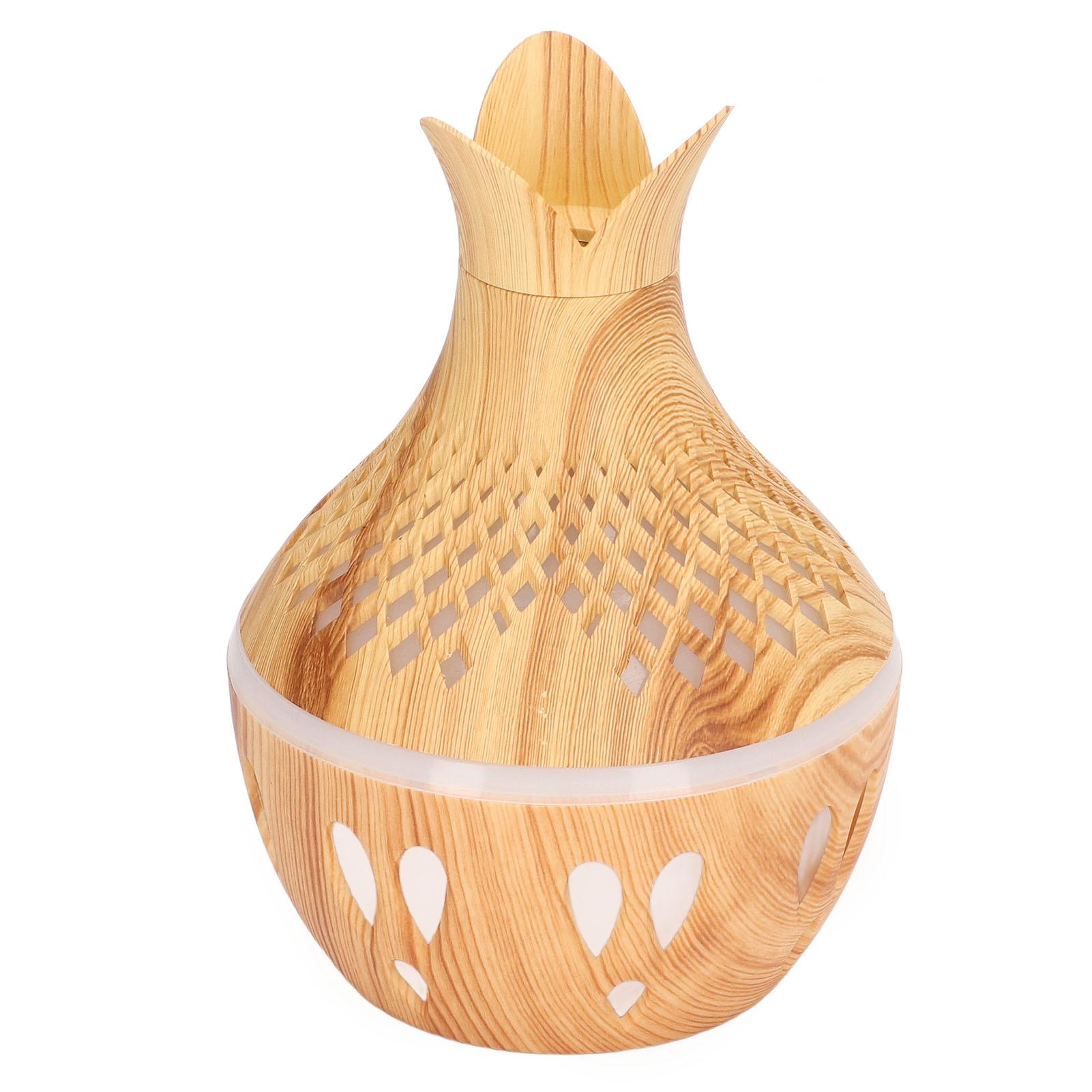 Aromatherapy Humidifier 300ml USB Powered Wood Grain Desktop Humidifier with LED Color Light for Home Bedroom