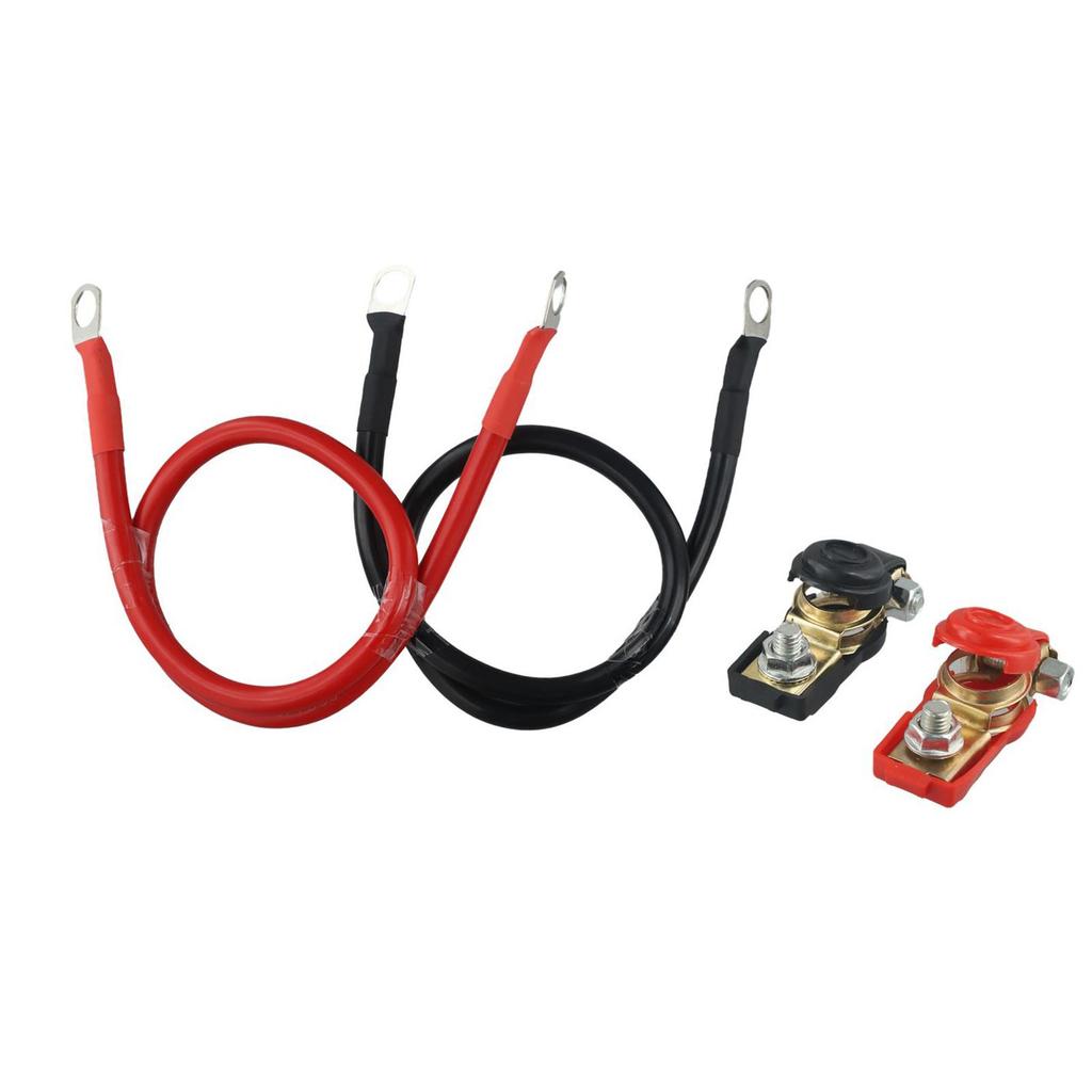 Complete Set of 2 Battery Cables with M8 Connectors 50cm Length 16mm2 5AWG for 12V For Car and Solar Batteries