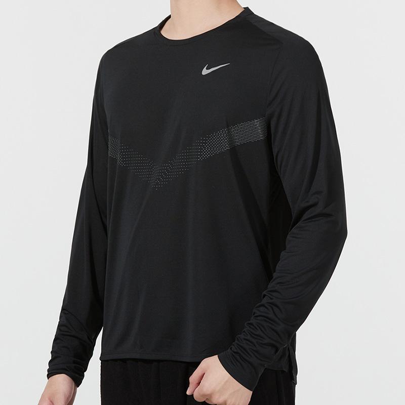 Nike Long-Sleeve Running And Training Casual T-Shirt Men Tops Black DD6022-010