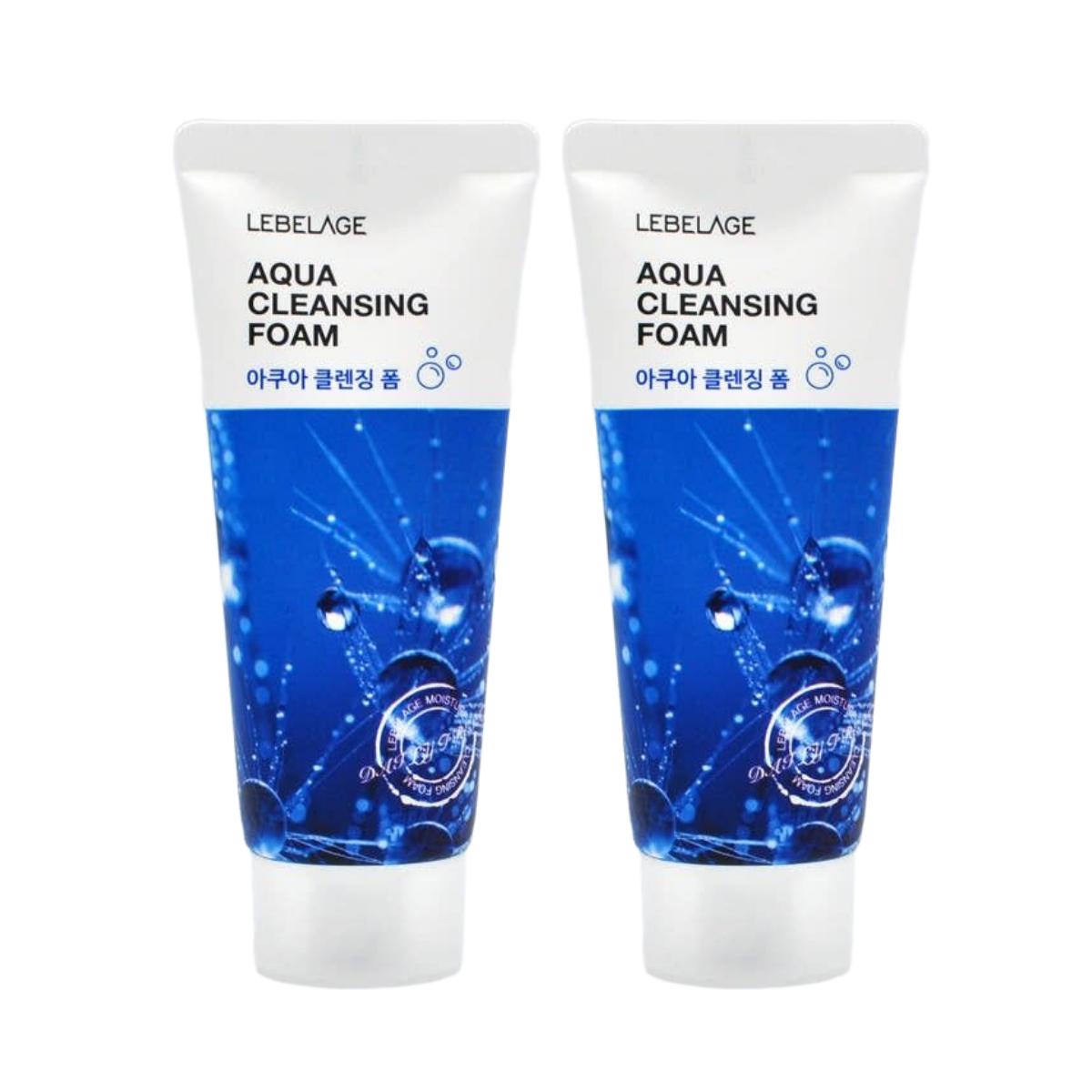 LEBELAGE Aqua Cleansing Foam Deep Hydration Refreshing Finish 100ml Twin Pack