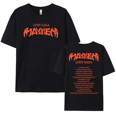 Bawełniane Koszulki Piosenkarka Lady Gaga Mayhem Nadruk Koszulki Letnie Krótki Rękaw Unisex Streetwear Hip Hop Codzienne Kobiety Mężczyźni Koszulka Dziewczyna