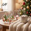 Romantic Christmas Gifts Heart Shaped Acrylic Tabletop Sign 2D Winter Snow Scene Desktop Ornament Home Party Supplies with Santa Snowman &