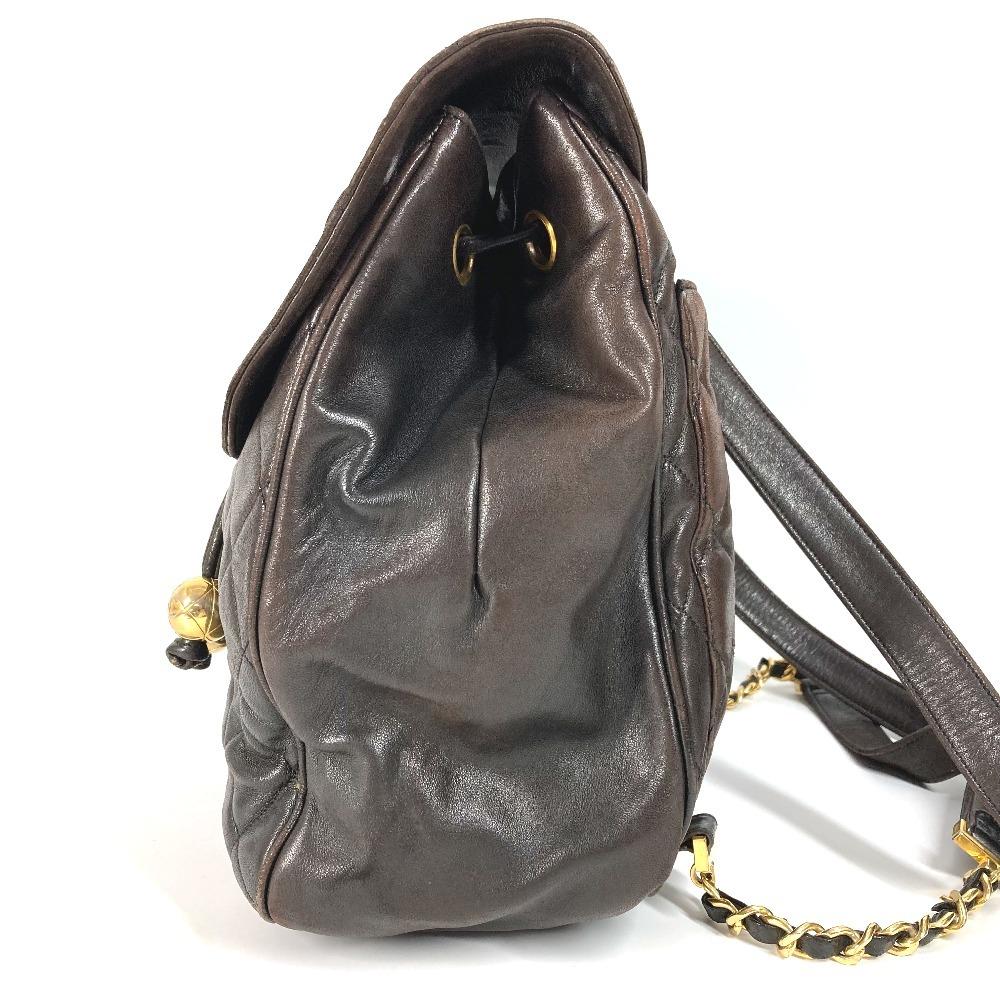 Chanel Plecak z łańcuszkiem ze sznurkiem ściągającym, pikowany matelassé, vintage, ze skóry jagnięcej, czarny