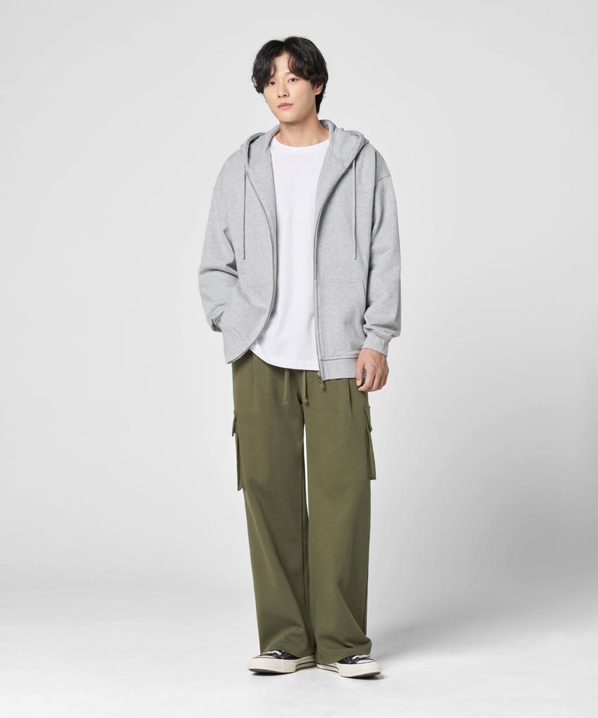 AGOD Single-Pleat Cargo Sweatpants [Khaki]
