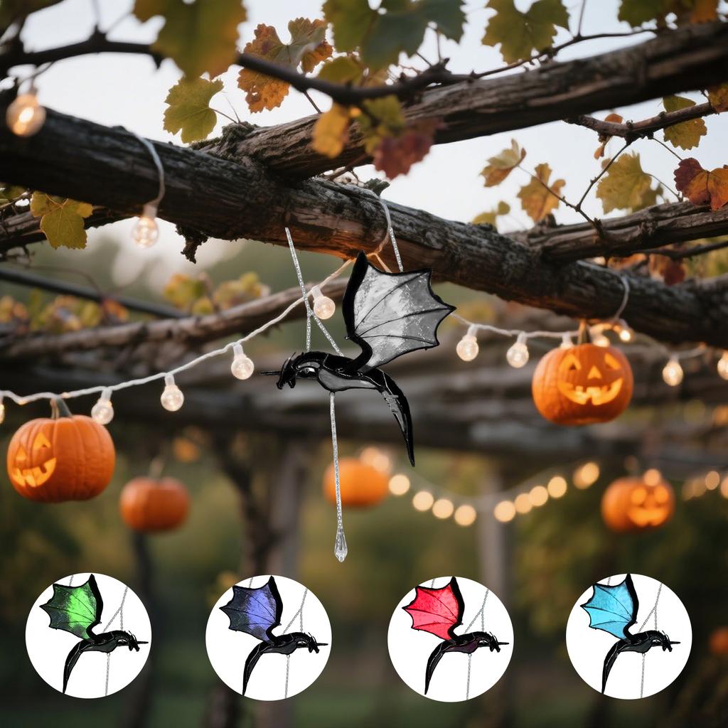 Halloween Flying Dragon Wall-mounted Colored Sun Shading Curtain, Flying Dragon Colored Hanging Decoration, Handmade Resin Sunshade Pendant For