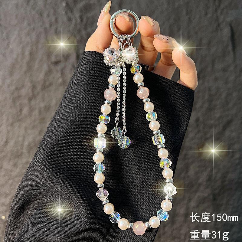 Light Luxury Rhinestone Bowknot Phone Chain Red Phone Strap Tassel Crystal Handheld Chain Versatile Accessory