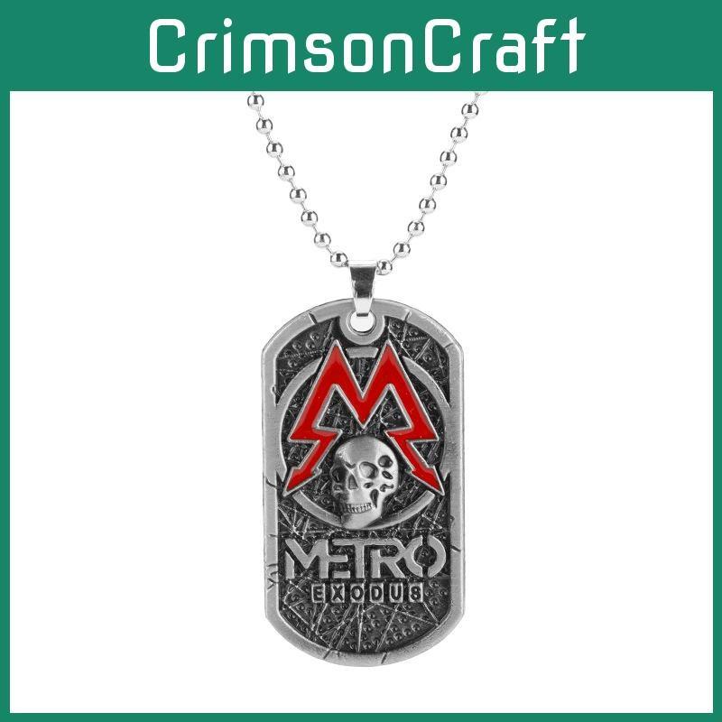 Skull Exodus Metro Pendant Necklace With Alloy Geometric Design For Game Fans