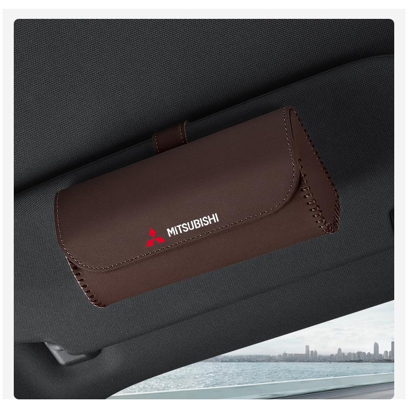 Car mounted eyeglass case car storage sunglasses holder For Mitsubishi Outlander I200 Pajero Eclipse ASX Lancer Space Delica Ex