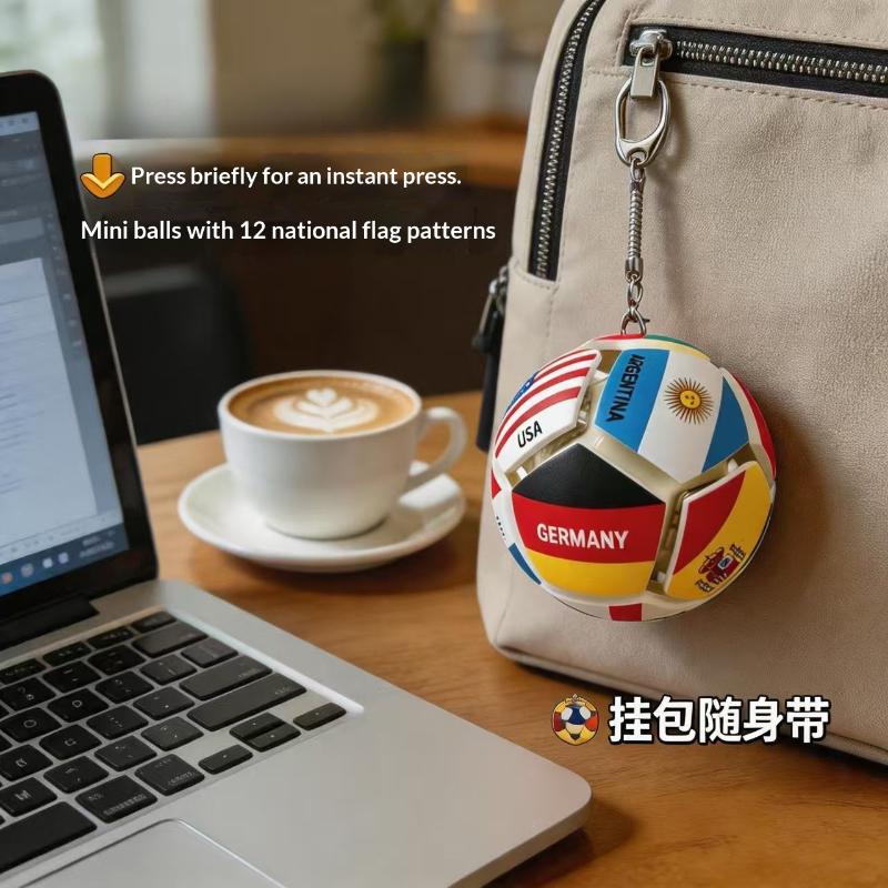 Football National Flag Fidget Keychain Soccer Shape Mini Push  Button Toy for World Cup Fans Gift Backpack Decor