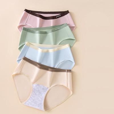 Damen-Slips, einfarbig, atmungsaktiv, antibakteriell, Baumwolle, mittlere Taille
