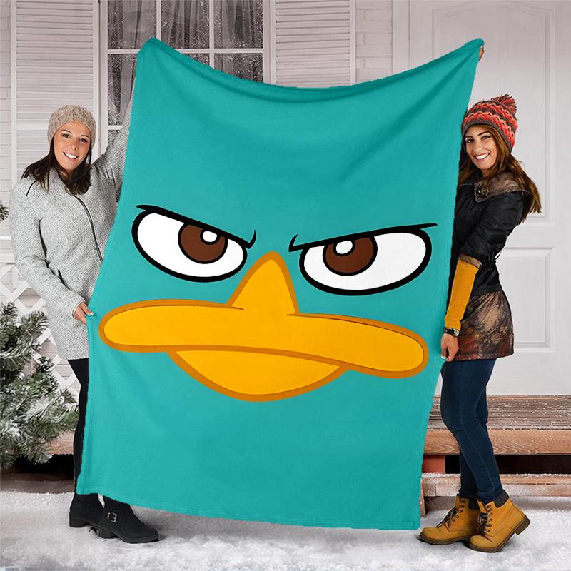 1 Stück Phineas und Ferb2 Thema Decke - Digitaldruck, Polyester, Gemütlich für alle Jahreszeiten, Perfekt für draußen und Reisen