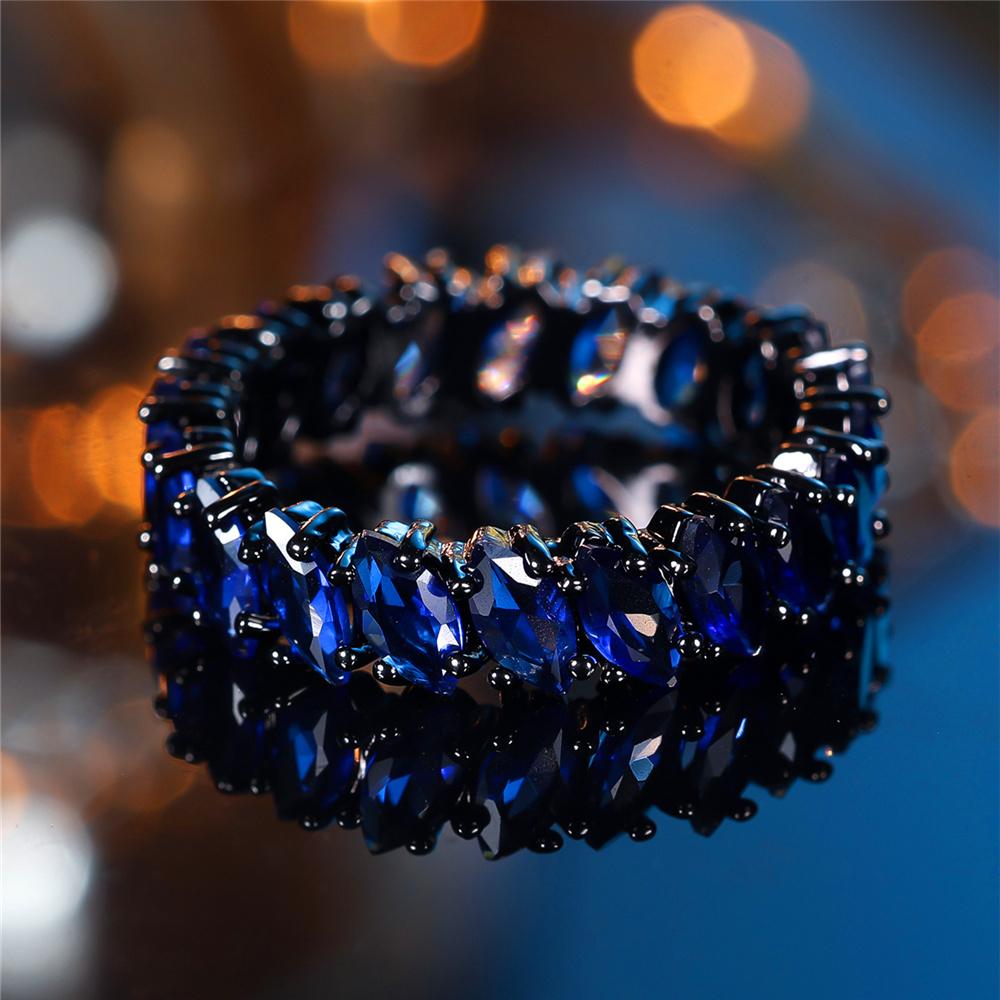 

Luxury Cute Female Blue Zircon Stone Ring Vintage Black Gold Color Wedding Jewelry For Women 13