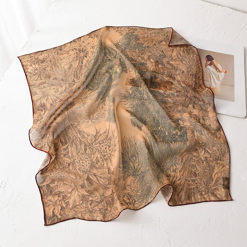 111 mulberry silk [Palermo Botanical Garden] silk silk scarf women's spring and autumn high-end retro square scarf scarf