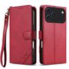 Portemonnaie-Hülle für iPhone 17 Pro - Leder/PU, Rot, Mit Lanyard