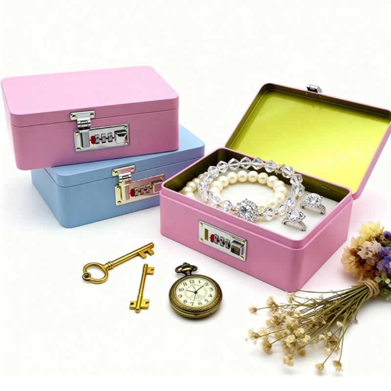 Lockable Retro Iron Piggy Bank Password Lock Money Saving Coin Box Durable Home Organizer for Kids Family Gift Storage