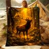 1PC Deer In Sunlit Forest Print Adult Children Warm Blankets Home Travel Car Soft and Comfortable Suitable for All Seasons