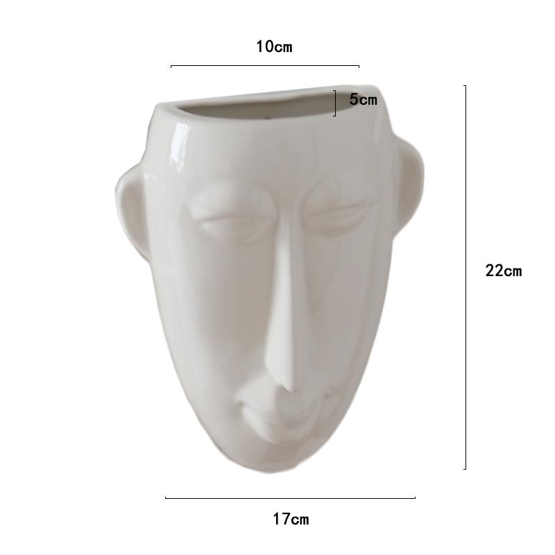 Abstract Human Face Ceramic Vase Wall-mounted Plant Pots Table Decoration Flower Arrangement Floral Vase Room Aesthetic Decor