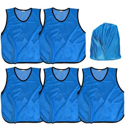 [Fungoal] Plain Bibs, Set of 5 [Sky Blue] [Free Size, Adult] Suitable for Children and Adults, for Basketball, Futsal, Events, Sports Days, and Team D