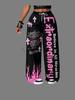 2026 New Model Men Gothic Vertical Graphic Wide Leg Sweatpants Drawstring Loose Straight Baggy Y2K Dark Punk Streetwear Pants.