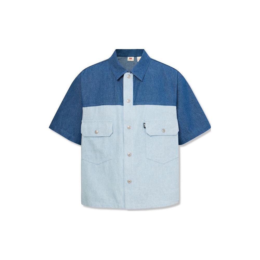 Levis Color Block Loose Fit Short Sleeve Shirt Men Shirts Blue A6394-0001
