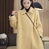 Petite Korean-Style Mid-Length Wool Coat for Autumn and Winter - Loose Fit, Elegant Outerwear 