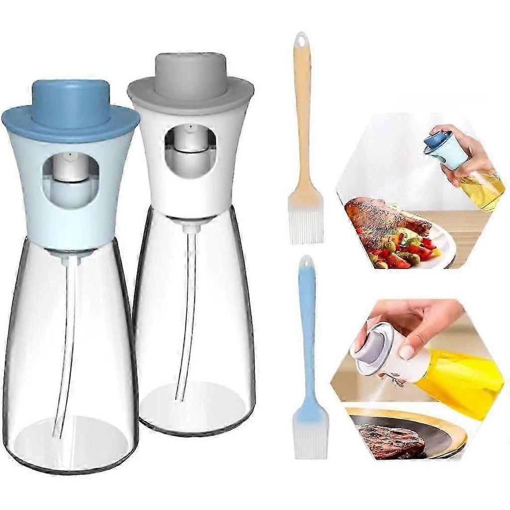 4-Piece Oil Spray Bottle Set with Silicone Pastry Brush for Kitchen and BBQ