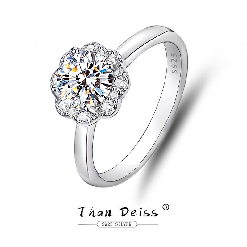 

Round Moissanite Ring 1 Carat S925 Sterling Silver Pave Design for Women Adjustable