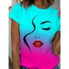 Damen T-Shirt Abstraktes Gesicht Linienkunst Grafischer Druck Oberteile Lässig Rundhals Kurzarm T-Shirt Sommer Outdoor Mode Damenbekleidung