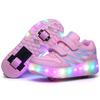 Overseas runaway shoes, children's wheel shoes LED ultra-light luminous charging boys and girls light shoes sports flying woven shoes