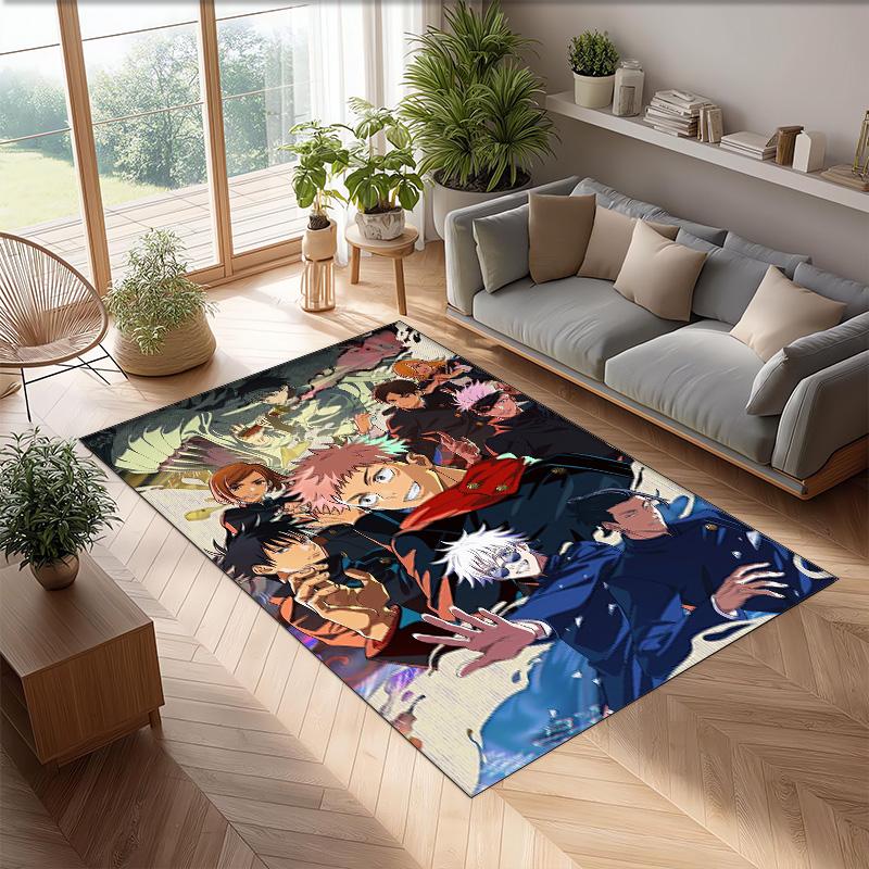 Soft Crystal Velvet Floor Rug,Jujutsu Kaisen Anti Slip Decorative Carpet, Plush Area Mat For Indoor Home Decoration