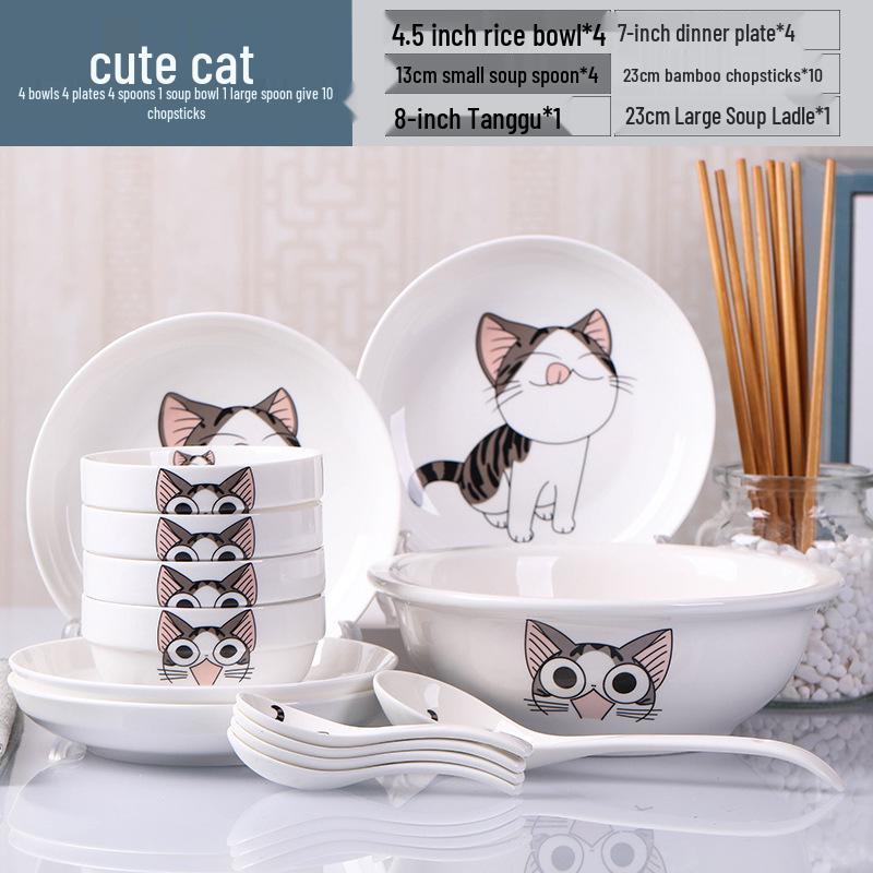 2026 Stylish 8-Piece Dinnerware Set: Plates, Bowls & Chopsticks for Student Dorms
