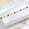 Gold Square Green Crystalv Clear Zircon Bracelet – Minimalist Elegant Jewelry, Growth Confidence Gift for Women
