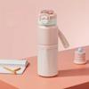 Gradient Pink Thermal Travel Mug With Carrying Rope For Outdoor And Home Use