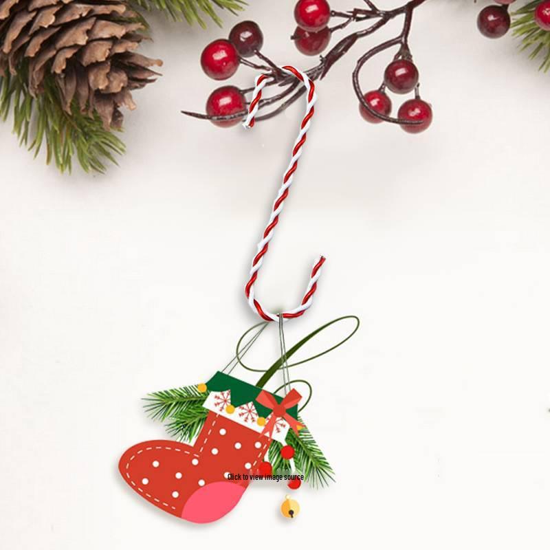 Red and White PET Laminated Colorful S-Hook Ornaments for Christmas Tree Decorations