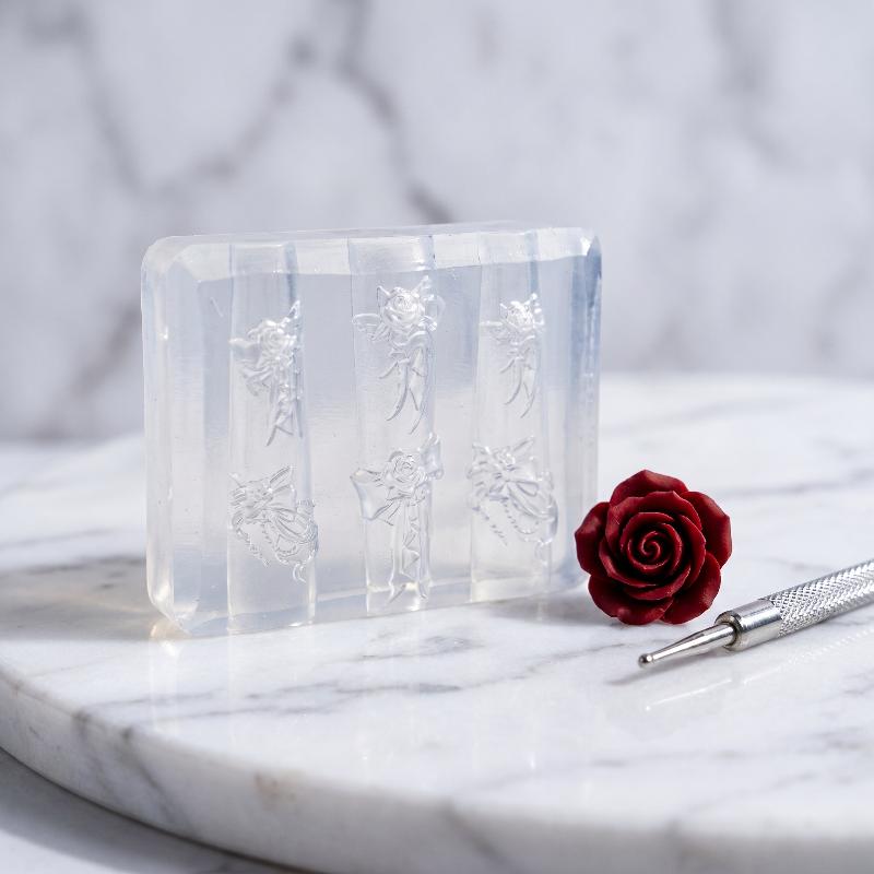3D Silicone Nail Mold Rose Bow Feather Skull Ribs Nail Template Diy Nail Art Decor For Nail Charms