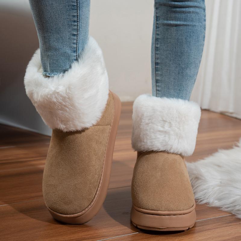 Warm Furry Women Winter Boots Non Slip Thick Bottom Daily Wear Round Toe Street Outdoor Light Weight Short Plush Cotton Shoes