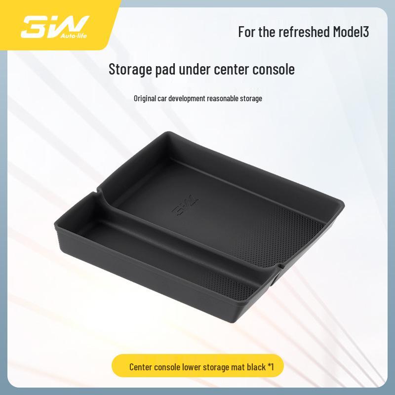 3W Silicone Pad for Tesla Model 3/Y Center Console Armrest, Dual Layer Storage Box