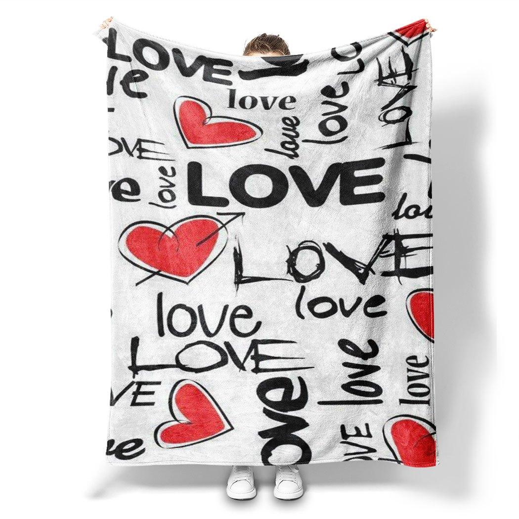 

Love Heart Print Flannel Throw Blanket – Romantic Gift for Home Office Sofa Car Nap 130x150cm51x59in