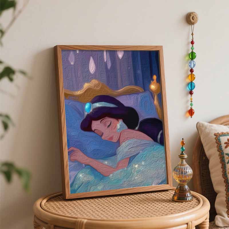 Disney Sleeping Princess DIY Oil Painting Art Painting Kit Home Wall Decor Handmade Gift  Beautiful Jasmine Bedtime Room Ornament
